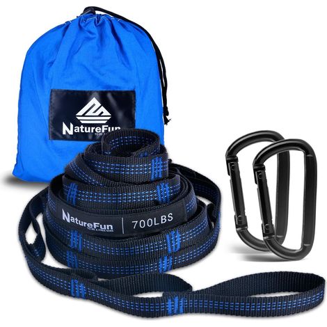 Sangles de Hamac pour Arbre, 2,8 de Long, Super puissants & légers, Pas de Polyester Extensible, Résistance à la Rupture +2000 lbs, 18 Boucles Ajustables, Respectueux des Arbres (1/5)