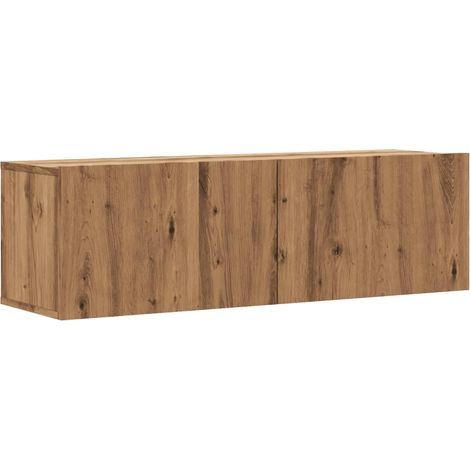 Mueble TV multimedia estante para televisión buffet para televisión comedor salón dormitorio suspendido artesanalmente roble 100 x 30 x 30 cm madera contrachapada marrón 020028116