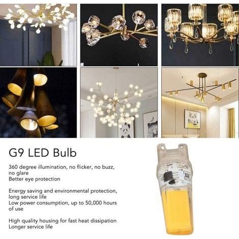 G9 LED-Lampe, 9-W-Halogenlampe, Kaltweiß 6500 K, 500 lm, flimmerfreie G9-LED, dimmbar, für Schlafzimmer, Wohnzimmer, Küche, 6 Stück [Energieklasse F] (1/4)