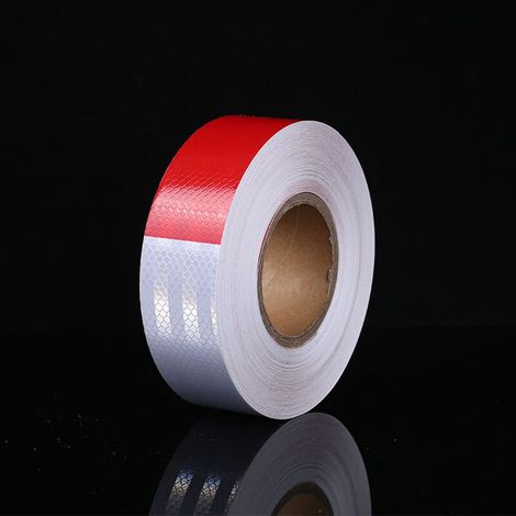 Nastro di segnalazione riflettente adesivo, 30 m x 5 cm, rosso e bianco, per veicoli, rimorchi, barche e camion. (1/4)