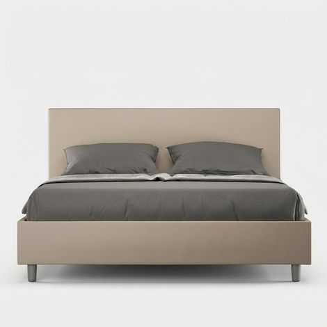 Doppelbett 160x200 mit Bettkasten modern Kunstleder Adele M1 - Beige (1/5)