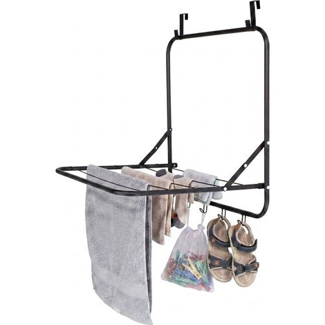 Stendibiancheria da porta, nero, lunghezza 2,4 m (1/5)