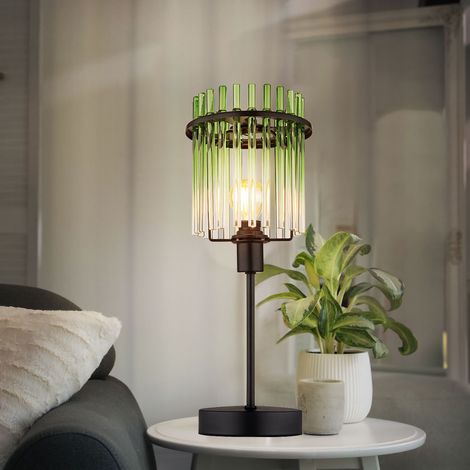 Globo Gorley Lampe de table en verre noir mat, abat-jour en verre vert, 1 x E14 (1/5)