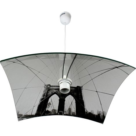 Suspension verre transparent bombé New York City Luminaire Lustre plafond (1/4)