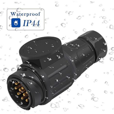 Adattatore impermeabile in plastica da 7 a 13 pin per presa rimorchio – 12V, compatibile con veicoli e rimorchi europei.