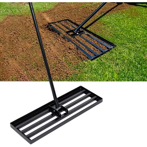 Râteau de Nivellement de Pelouse, Râteau Gazon en Acier Inoxydable avec Manche Antidérapant pour Niveler Terre Sable Compost, Jardin Cour Terrain de Golf (7525cm) (1/5)