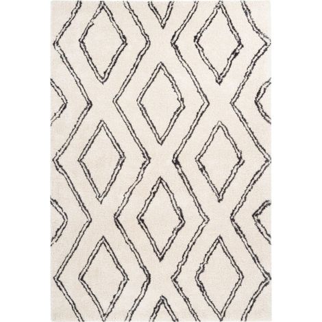 Tapis Imprimé Losange "Orlando" Ivoire 80 x 150 cm (1/4)