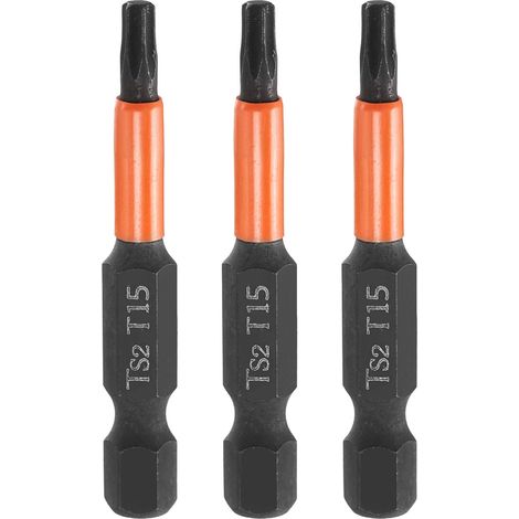 3Pcs Embout Tournevis Torx T15 1/4" Hex Shank Longueur 2" (50mm) (1/5)