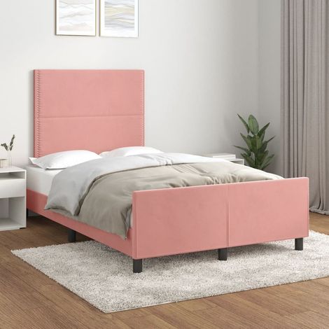 Bettgestell mit Kopfteil Rosa 120x200 cm Samt