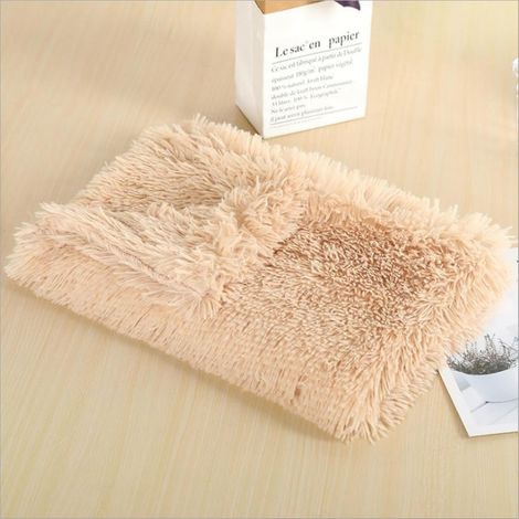 Coperta per cani in peluche 100x75 cm beige - Double-face - Super morbida e calda - Coperta per animali domestici - Cuccia per cani (1/5)