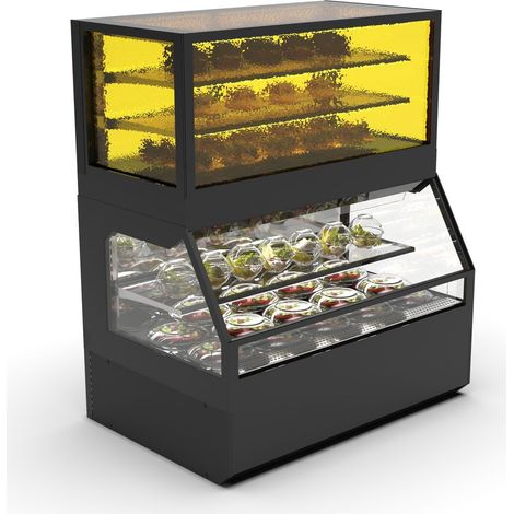 Vitrine Murale Série Integra Combi - Module Supérieur Version Neutre et Module Inférieur en Version Froid - 2 Etagères - Sayl (1/3)