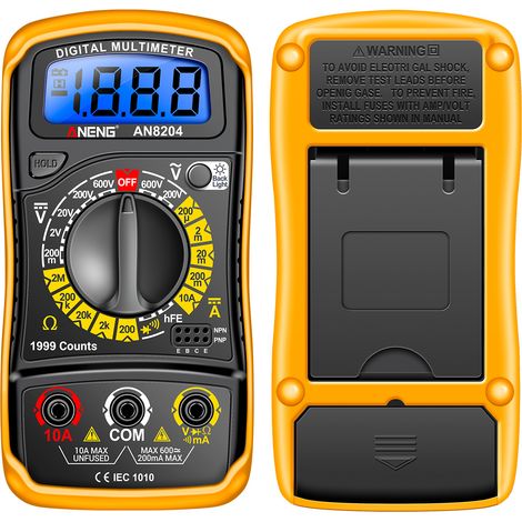 Nannigr Multimètre professionnel haute précision avec coque silicone orange - Livré sans piles (1/5)