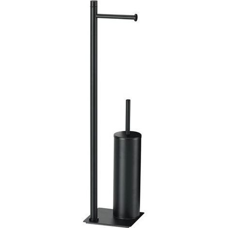 Gedy TA3214 TANIA Colonna attrezzata WC con Portarotolo e Portascopino in Resina termoplastica Acciaio inox e Cromall colore Nero opaco