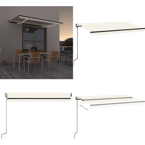 Automatische Markise mit LED & Windsensor 400x350 cm Creme - Outdoor-Markise - Gartensonnensegel - Terrassenüberdachung - Windsensor - LED-Beleuchtung - Home & Living (1/5)