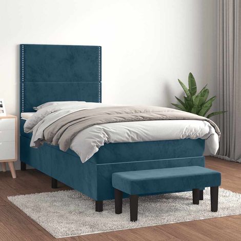Boxspringbett mit Matratze Dunkelblau 90x200 cm Samt