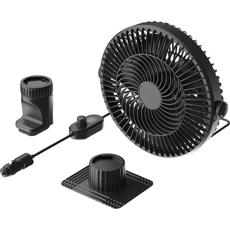 Ventilateur de Climatisation pour Voiture et Camion 24V/12V, Ventilateur Électrique Oscillant Automatique Compact, Refroidisseur d'Air Portable pour Dissipation Thermique-x