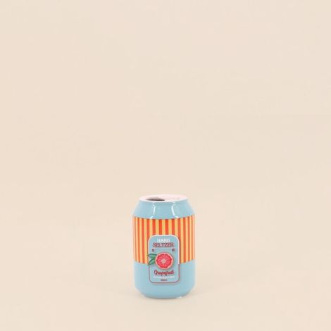 Vase canette limonade bleu et orange, H11cm