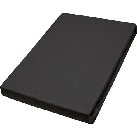 Vario Jersey-Spannbetttuch schwarz, 150 x 200 cm Spannbettlaken