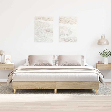 Cadre de lit sans matelas chêne sonoma 160x200 cm (1/5)