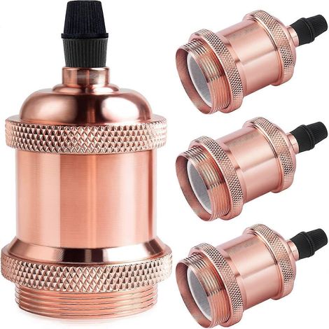 Douille E27 vintage, suspension rétro Edison, adaptateur en céramique massive, douille or rose (4 pièces) (1/4)