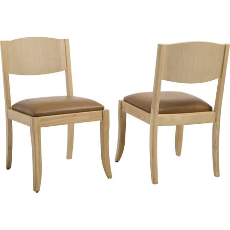Wahson 2Pcs Dining Chairs PU Leather Kitchen Chairs Wooden Side Chair Armless for Living Room Restaurant, Brown
