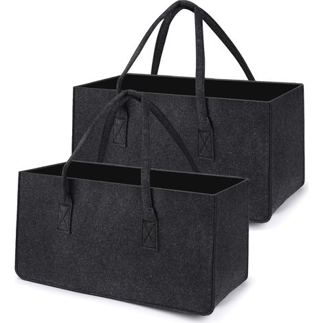 50 x 25 x 25 cm Lot de 2 sacs en feutre pour bois de cheminée Panier à bois de chauffage extra épais Rangement pour couverts, jouets, livres (1/5)