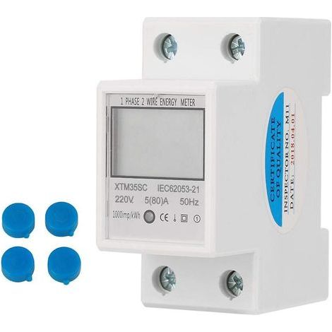 2P 220V 5-80A digital electricity meter for 35mm DIN rail mounting (1/5)