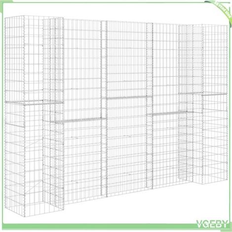 Jardinière à gabion - FAFEICY - 145664 - 260x40x180 cm - Fil acier anti-rouille - Gris (1/5)