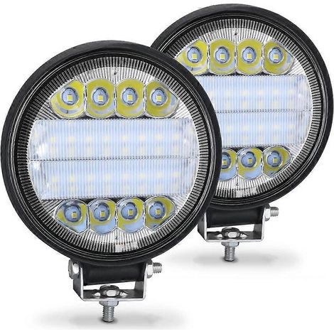 Barre lumineuse de travail LED 72W 24 barres carrées et rondes avec projecteur et feux de jour pour voiture 4x4, SUV, VTT, camion, excavatrice, blanc ambre, 2 x 72W (.132) (1/5)