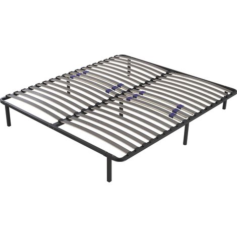 Sommier Softdream 160 x 200 cm Cadre de lit métallique Lattes réglables flexibles 7 pieds inclus