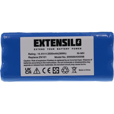 EXTENSILO Akku Ersatz für Pyle PRTPUCRC25BAT für Staubsauger (2500 mAh, 14,4 V, NiMH)
