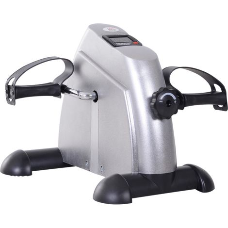 Vélo d'appartement allongé Home Trainer Mini argenté avec écran LCD - 39x40x31 cm, entraînement fitness domicile (1/5)