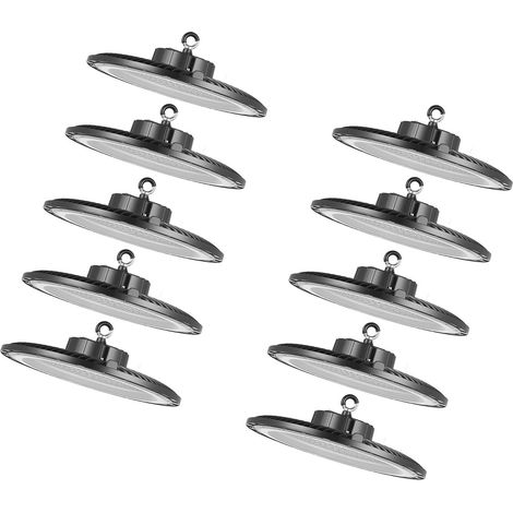 Éclairage LED UFO 200W 5000K 30000LM, Lot de 10, IP65, 100-277V, pour Entrepôt, Atelier, Usine, Gymnase, Garage, Grange, Noir (1/5)
