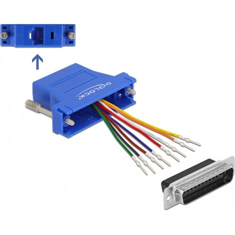 Adaptador Modular DB25 macho a RJ45 hembra, kit de montaje azul
