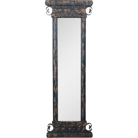 Grand miroir mural rectangulaire en bois bleu et marron style rustique 45 x 131 cm - PANGIVO (1/5)