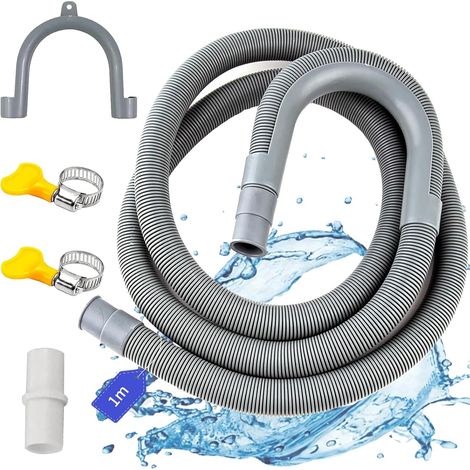 Universeller Ablaufschlauch – 2 m – Verstärktes Gummi – Mit Halterung und Klemmen – Für Waschmaschinen und Geschirrspüler – Durchmesser 23 mm (1/5)