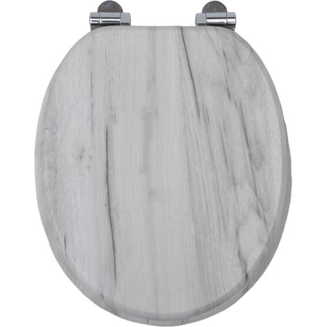 Homseat MDF Toilet Seat with Soft Close function, Light grey wood-grain (1/5)