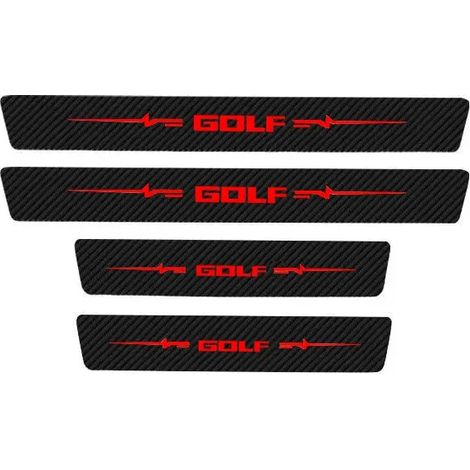 (4 pièces Seuil de porte) Autocollants de seuil de porte avant pour Volkswagen VW Golf,emblème,protection de pare-chocs arrière en fibre de carbone,autocollants de seuil (1/3)