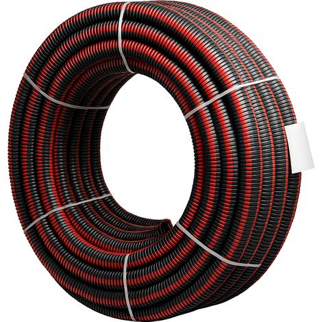 Polypipe – Gaine électrique QUATTROFLEX DN90 25m noire-rouge – Fourreau annelé haute résistance – Protection câbles électriques enterrés