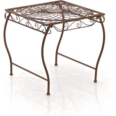 CLP – Table de jardin Zarina – Structure en fer – Style Art nouveau – Plateau orné – 4 places – Protection sols sensibles (1/5)
