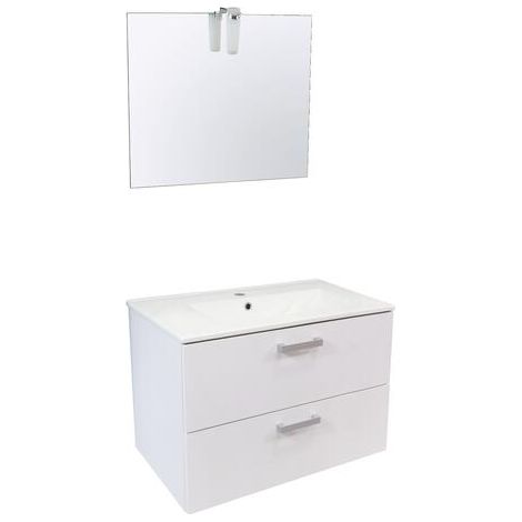 ONDEE - Mueble de cuarto de baño SMART - suspendido - 80cm - 2 cajones - Acabado blanco