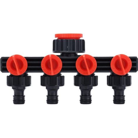 Répartiteur de tuyau d’arrosage 4 voies, distributeur d’eau à 4 sorties, pour connecter plusieurs tuyaux et optimiser l’irrigation du jardin (1/5)