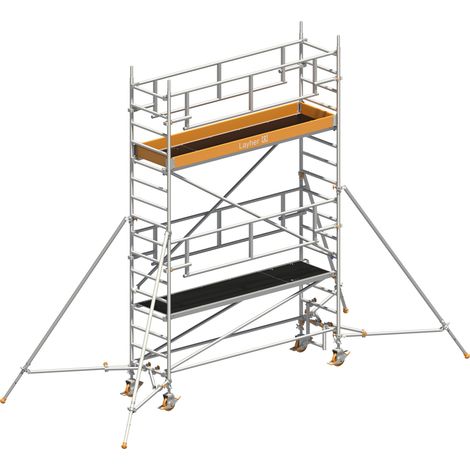 Layher Rollgerüst Uni Standard P2 Safety Plus mit Doppelgeländer und Gerüststützen 5,20m AH (1/3)