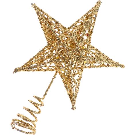 Étoile Pour Sommet D Arbre De Noël - 15 cm - En Fer Et Paillettes Dorées - Pour Arbre De Table Intérieur - 1 Pièce (1/5)
