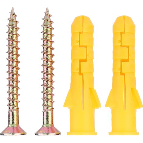 Petit bouchon d'expansion en plastique jaune en forme de croaker avec vis autotaraudeuse (1/5)