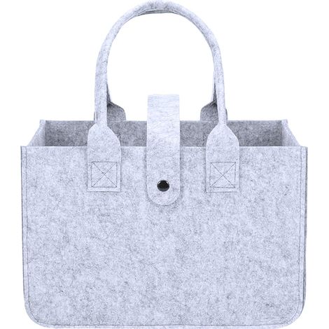 Panier à provisions en feutre avec anse pliable - 30 x 20 x 18 cm - Petit panier de rangement - Gris - Sac à main pour le shopping, les sorties, le rangement, le pique-nique, le travail, gris (1/5)