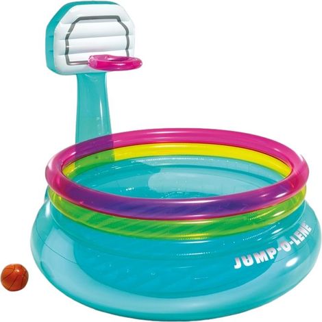 Intex – Piscine Jump-o-lene avec panier de basket – Vinyle haute résistance – Dimensions 185x180x53 cm – Poids max 54 kg – Âge 3 à 6 ans