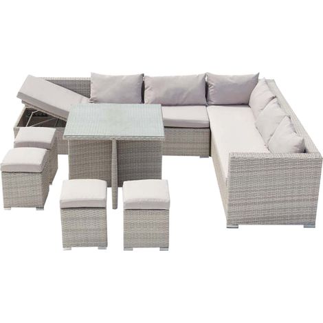 Gartenmöbel-Set für 10 Personen aus grauem/grauem Harz FIDJI