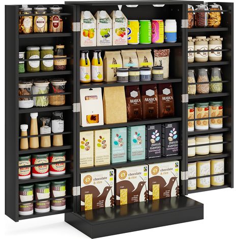 COSTWAY 41” Tall Pantry Cabinet Kitchen Storage Cabinet with Doors-Black (1/5)