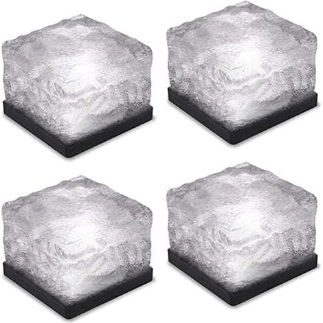 Lampe solaire en verre pour allée, éclairage de pavés, luminaire paysager en cristal pour jardin, allée, terrasse, piscine, bassin, décoration extérieure